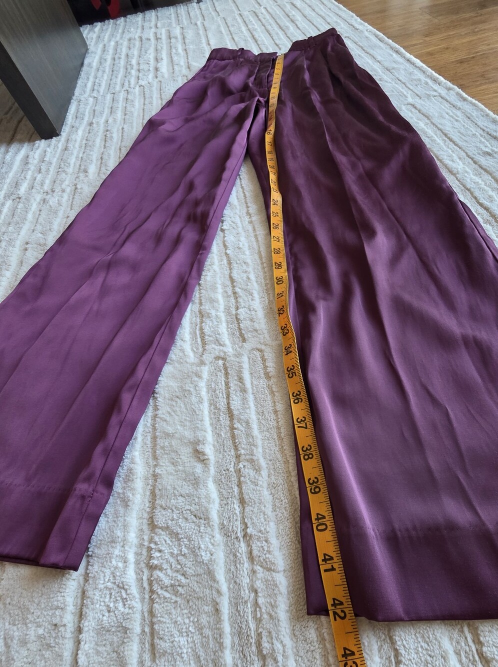 Wide Leg Satin Pants in Plum Abercrombie & Fitch